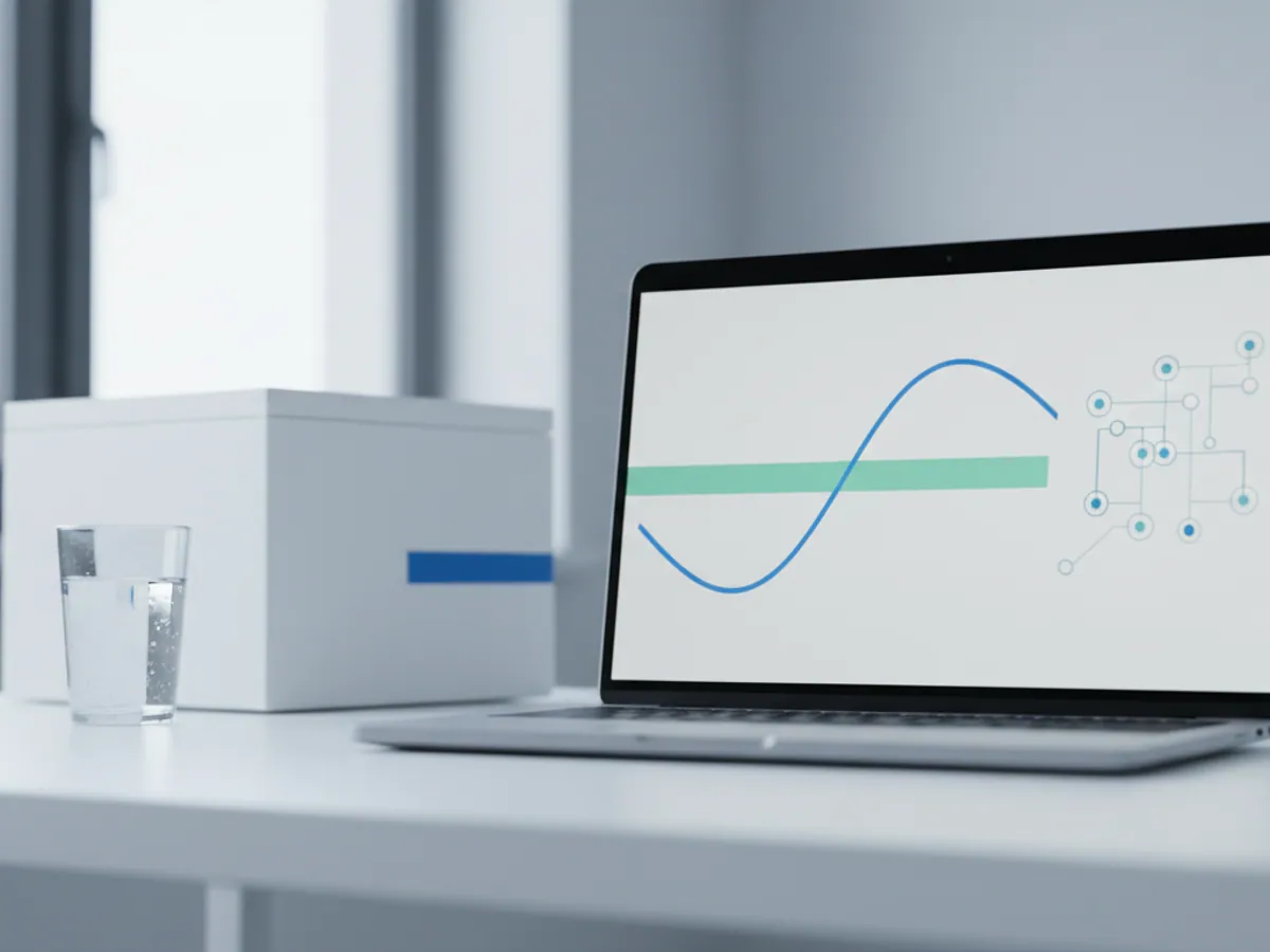 A laptop showing a temperature graph inside a green corridor and a map of the run